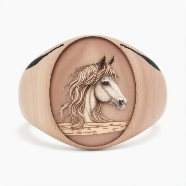18K Gold Plated Agate Ring S925 Irregular Design Open Ring - Horse