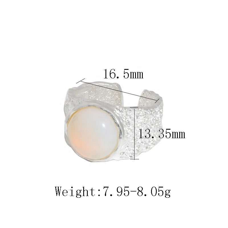 18K Gold Plated Agate Ring S925 Irregular Design Open Ring - Tree