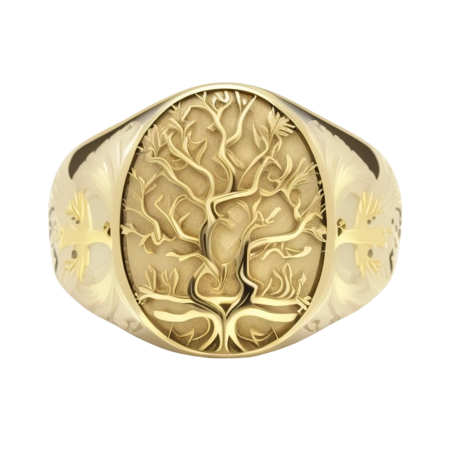 18K Gold Plated Agate Ring S925 Irregular Design Open Ring - Tree