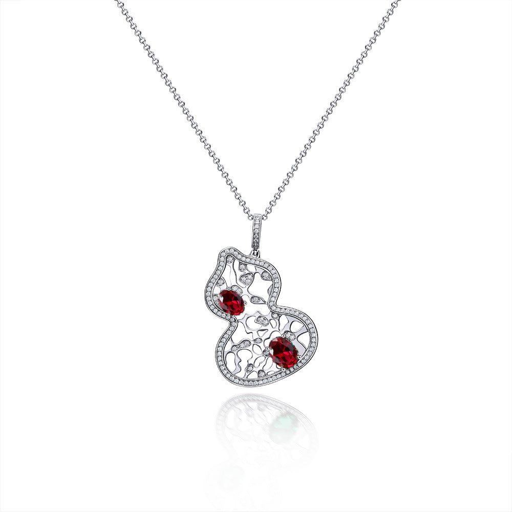 Ruby wedding necklace s925 sterling silver gourd necklace high carbon diamond luxury jewelry