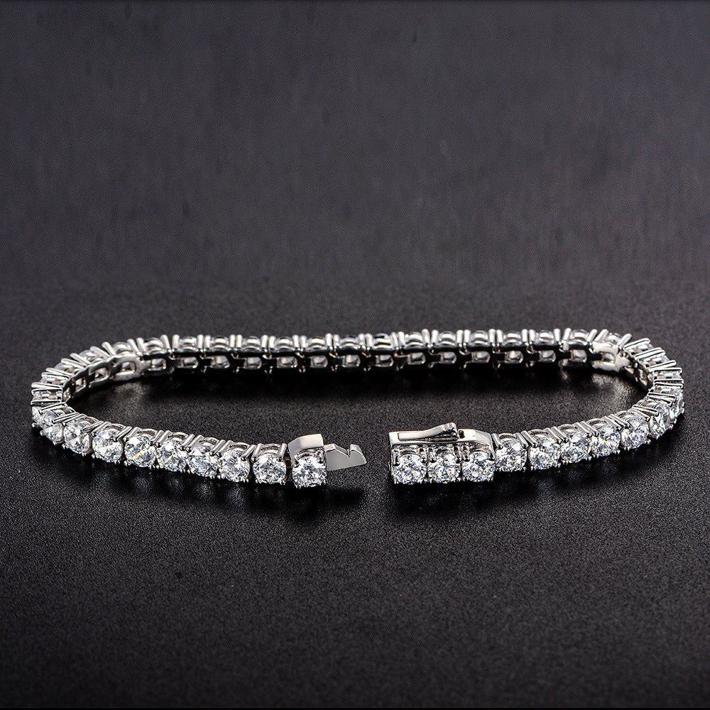 Diamond Bracelet New 3.7mm High Carbon Diamond Bracelet Single Row Diamond All-Match Women's Bracelet