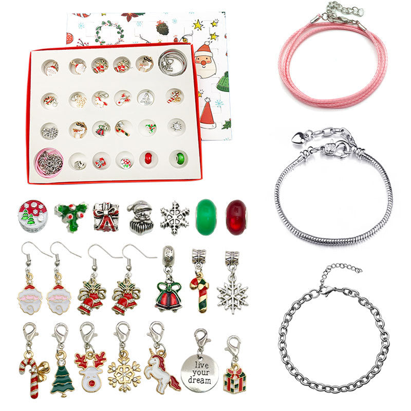 Christmas silver set diy blind box creative bracelet earrings necklace ring Christmas gift