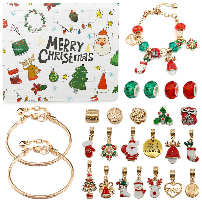 Christmas gold set diy blind box creative bracelet earrings necklace ring Christmas gift