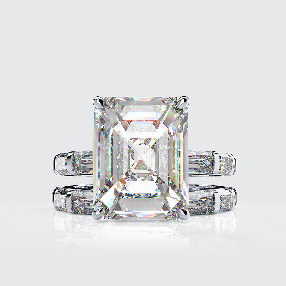 4 carat diamond ring S925 sterling silver 8*10 diamond ring wedding ring