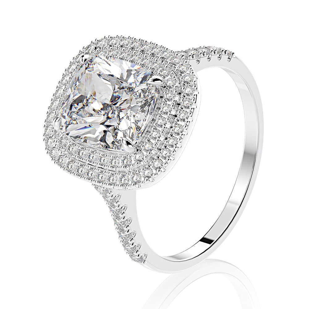 Diamond Ring Jewelry New Sterling Silver 8*9mm3 Carat Luxury Diamond Ring